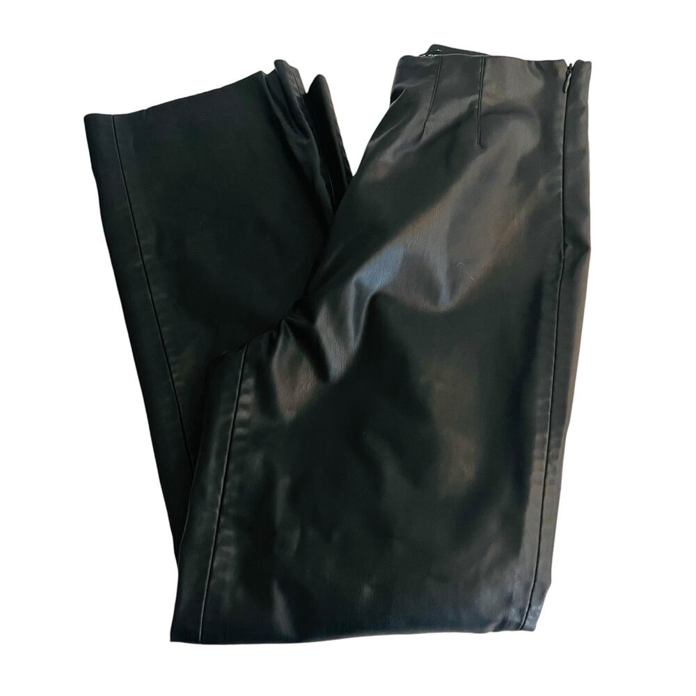 Zara Hihj Rise Faux Leather Slim Straight Leg Pants Size M Medium Black - Picture 8 of 12